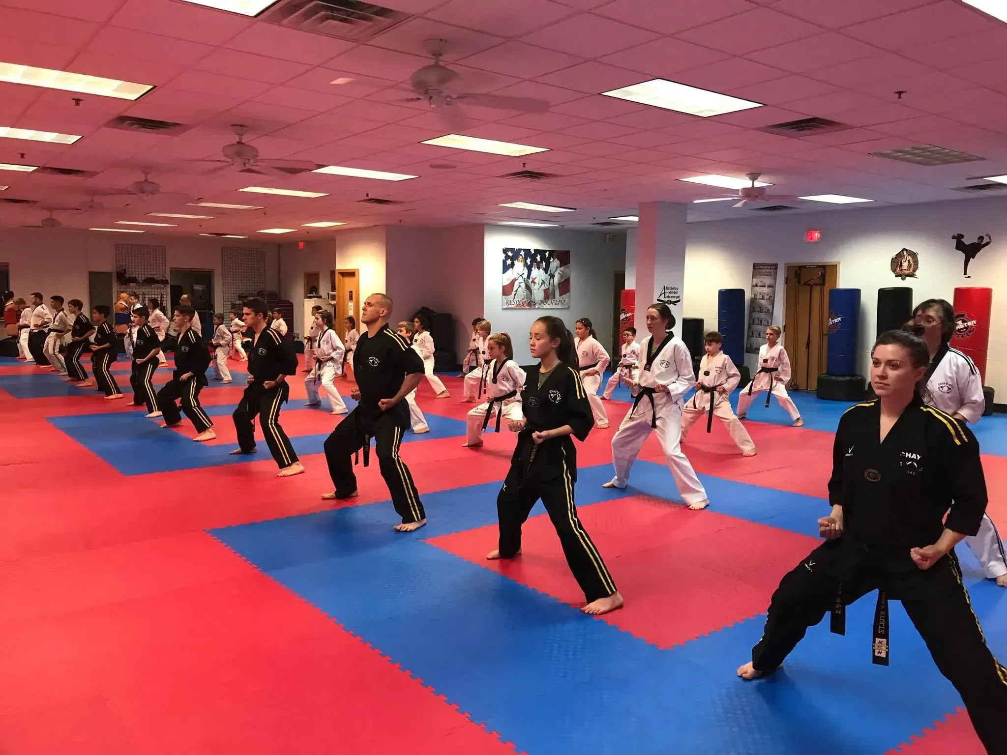 Martial arts students training